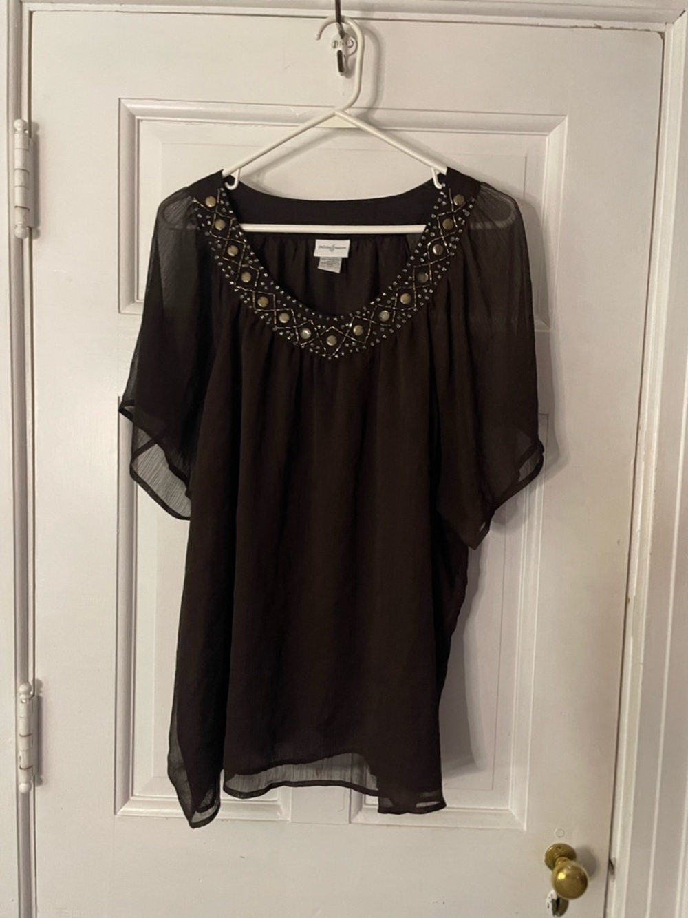 Jaclyn Smith Beaded Neckline Blouse